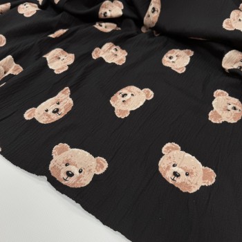 Кулирная гладь ЖАТКА МИШКИ НА ЧЕРНОМ