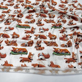 Кулирная гладь КОРГИ СТИКЕРЫ