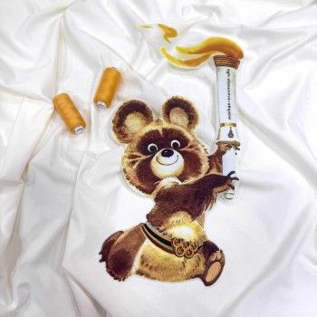 Термотрансфер ОЛИМПИЙСКИЙ МИШКА С ЖЕЛТЫМ ФАКЕЛОМ