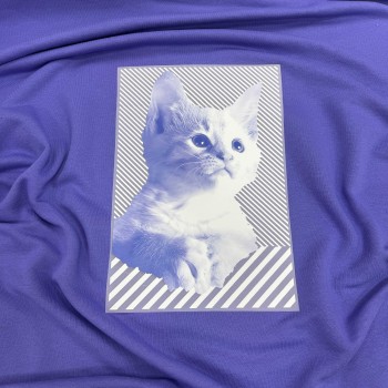 Термотрансфер СИНИЙ КОТ НА ПОЛОСЕ