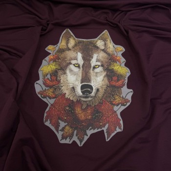 Термотрансфер ВОЛК В ЛИСТЬЯХ