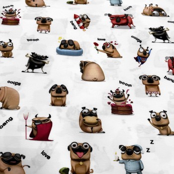 Кулирная гладь ВЕСЕЛЫЕ МОПСЫ