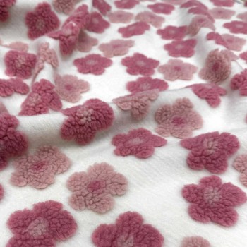 Шерпа мех ЦВЕТОК РОЗОВЫЙ