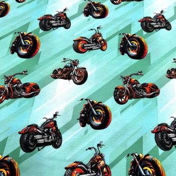 Кулирная гладь МОТО НА ЯРКОМ МЕНТОЛЕ