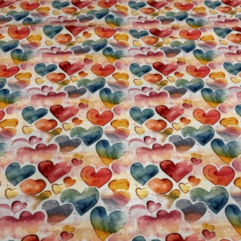 Кулирная гладь АКВАРЕЛЬНЫЕ СЕРДЕЧКИ