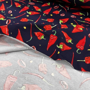 Кулирная гладь ПЕРЕЦ НА ТЕМНО СИНЕМ