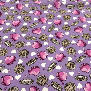 Кулирная гладь МАКАРУНЫ СЕРДЕЧКИ