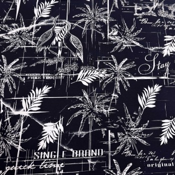 Кулирная гладь ПАЛЬМЫ НА ЧЕРНИЛЬНОМ