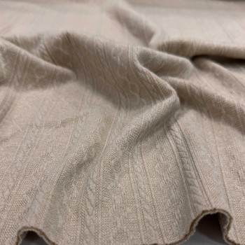 Кулирная гладь ЖАККАРД КОСИЧКИ БЕЖ