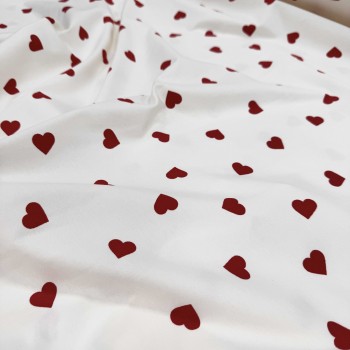 Кулирная гладь КРАСНЫЕ СЕРДЕЧКИ НА ЭКРЮ