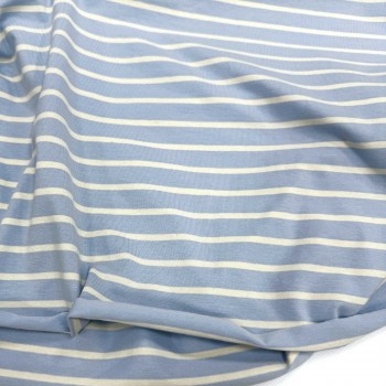 Кулирная гладь МОЛОЧНАЯ ПОЛОСА НА ГОЛУБОМ