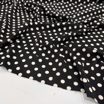 Креп сатин ГОРОХ НА ЧЕРНОМ