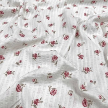 Трикотаж СТРАЙП ПИОНЫ НА СВЕТЛОМ