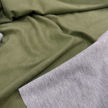 Замша на сером меланже ХАКИ