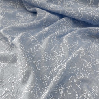 Батист ЦВЕТОЧНЫЙ УЗОР ГОЛУБОЙ