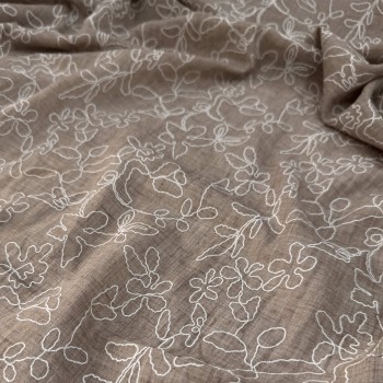 Батист ЦВЕТОЧНЫЙ УЗОР КОФЕ